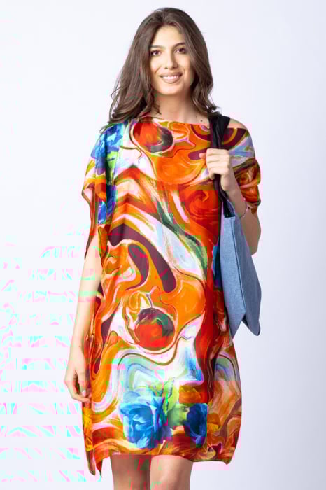 Rochie de plajă tip poncho din mătase elegantă