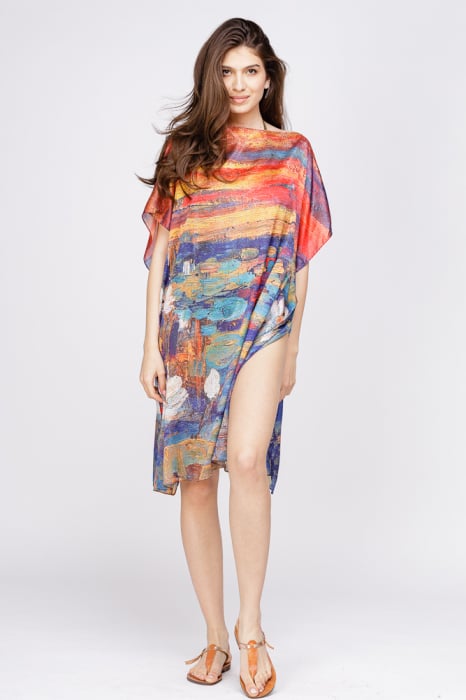 Rochie de plaja tip poncho din matase