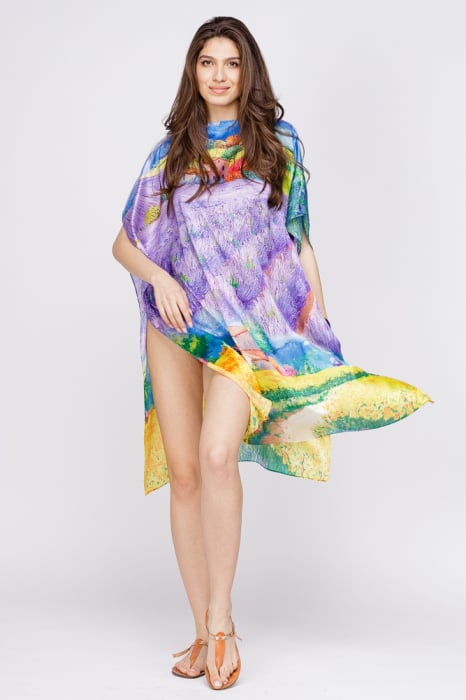 Rochie de plaja tip poncho din matase