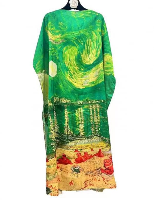 Rochie verde de plaja lunga din matase - Eleganta!
