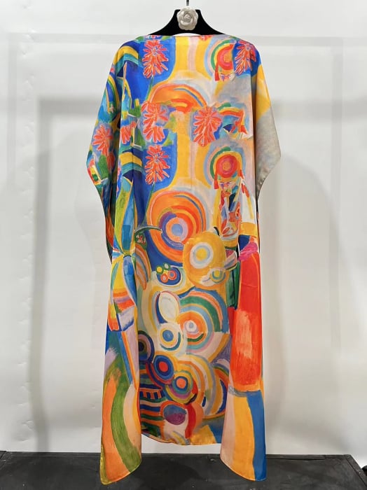 Rochie de plajă lungă din mătase tip poncho