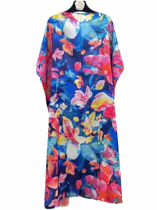 Rochie de plajă lungă din mătase cu flori - Stil și Eleganță