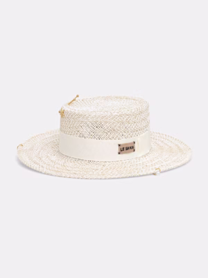 LE SH KA headwear LE SH KA pălărie de paie pentru femei Double Chain Pearl Canotier