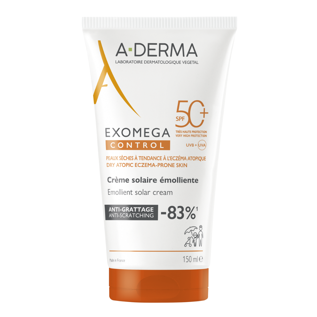 Crema emolienta cu protectie solara SPF50+ pentru pielea sensibila Exomega Control