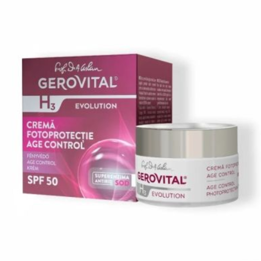 Crema de zi cu factor de protectie SPF 50 si efect antirid H3 Evolution Age Control