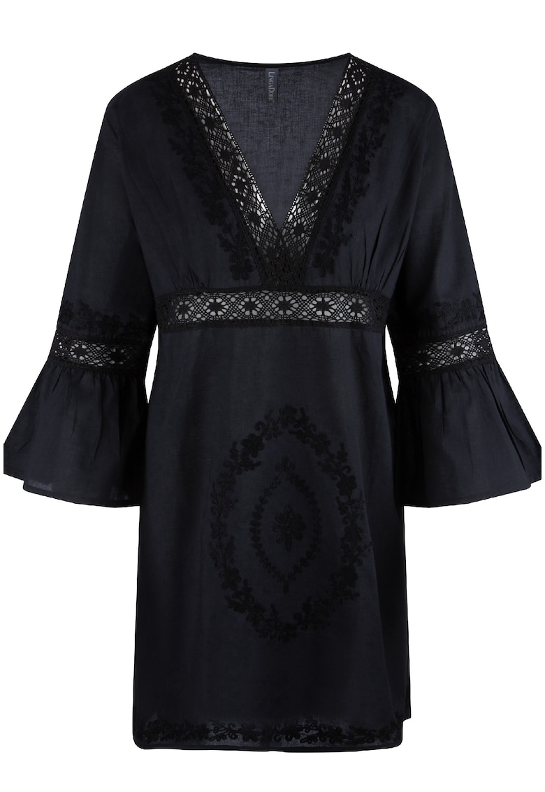 Rochie de plaja cu decolteu in V - Negru