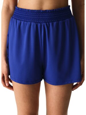 Pantaloni scurti uni de plaja cu talie elastica - Bleumarin