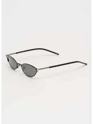 Ochelari de soare cat-eye cu lentile uni - Negru/Argintiu