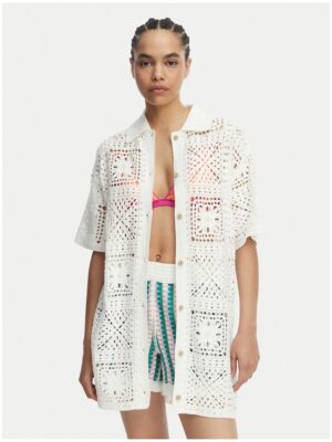 Rochie plaja alb bumbac elastan