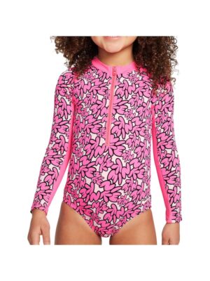 Costum de baie fete  Long Sleeve One Piece - Roz
