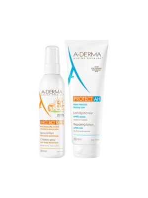 Pachet  Protect – Spray protectie solara copii SPF 50+ - 200 ml + Lotiune reparatoare after sun Protect AH - 250 ml