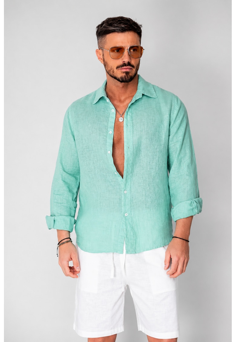 Camasa din 100% In de plaja Ice Green 22183 - Verde