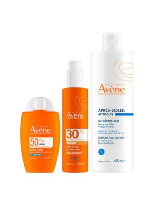 Pachet  – Fluid protectie solara fata SPF 50+ 50 ml + Spray invizibil SPF 30 - 200 ml + Lotiune dupa plaja - 400 ml