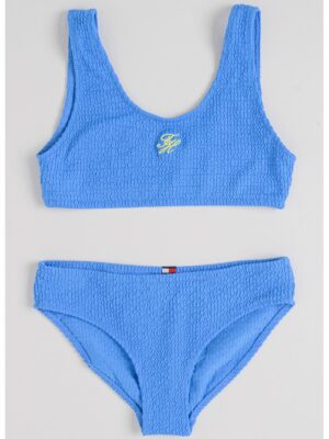 Costum de baie din doua piese texturat - Albastru pastel