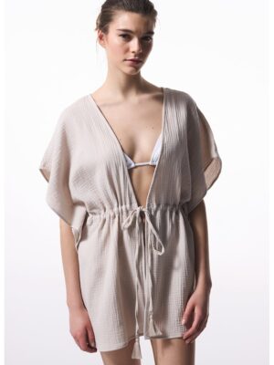 Bluza de plaja cu snur - Maro taupe deschis