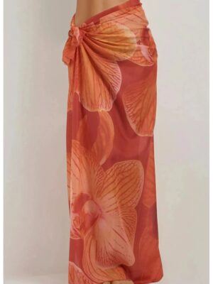 Cover-Up Plaja -  Maxi imprimat - Portocaliu stralucitor -