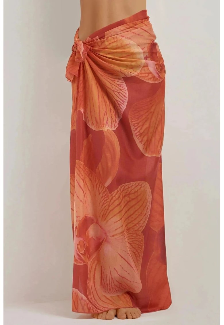 Cover-Up Plaja - Maxi imprimat - Portocaliu stralucitor -