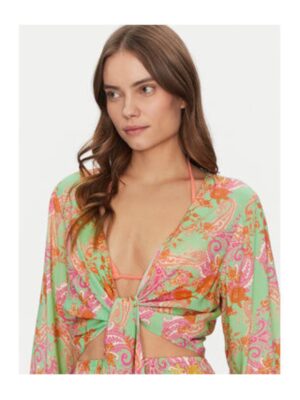 Bluza crop de plaja cu imprimeu paisley - Verde