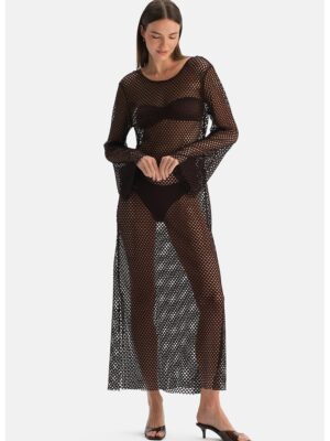 Rochie din plasa pentru plaja - Maro inchis