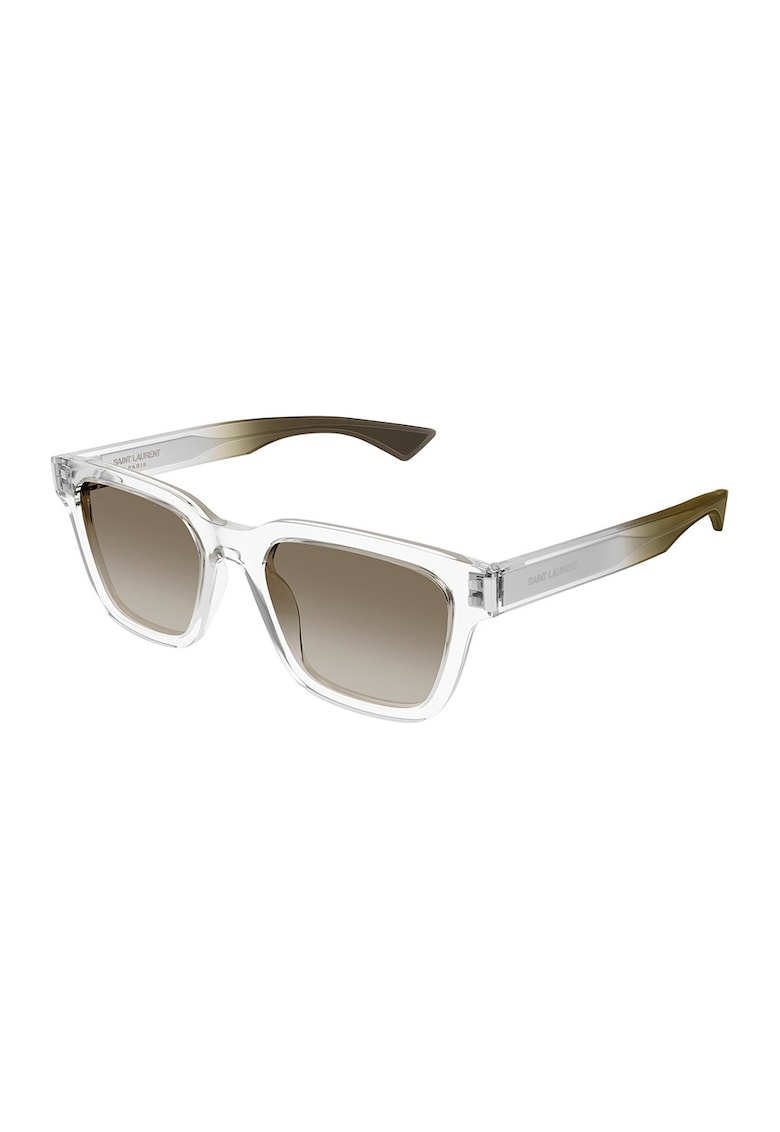 Ochelari de soare unisex patrati - Kaki inchis/Transparent