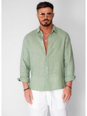 Camasa din 100% In de plaja Light Olive 20734 - Verde masliniu deschis