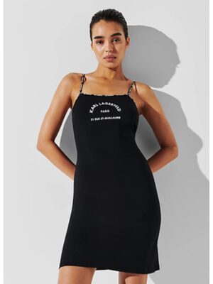 Rochie de plaja din bumbac organic cu logo - Negru