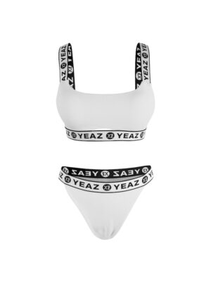 Costum de baie din doua piese cu benzi logo BAGATELLE 28997 - Alb