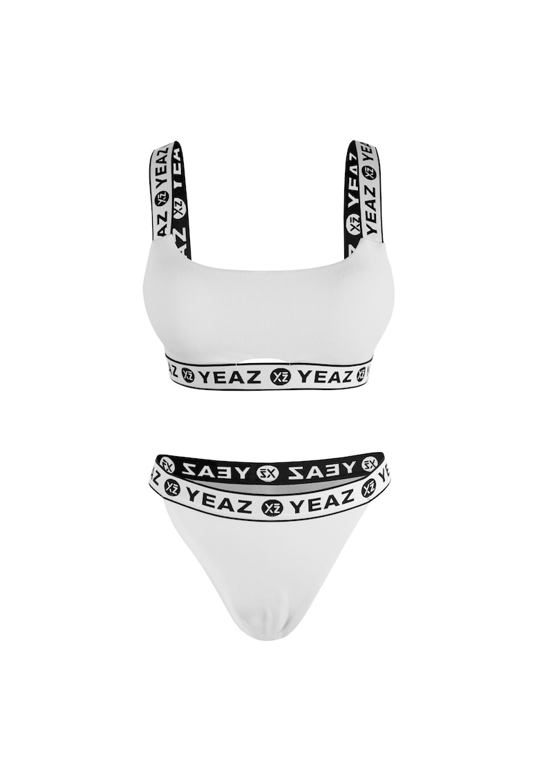 Costum de baie din doua piese cu benzi logo BAGATELLE 28997 - Alb