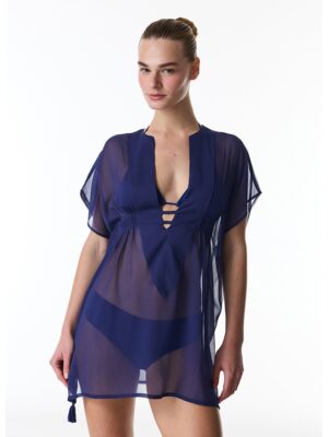 Rochie mini semitransparenta de plaja - Bleumarin