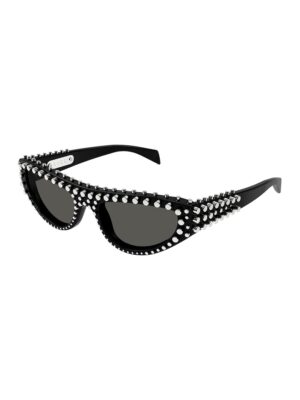 Ochelari de soare cat-eye cu aplicatii metalice - Negru/Argintiu