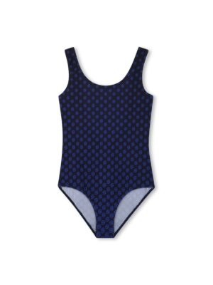 Costum de baie intreg cu decolteu rotund si model - Bleumarin