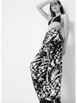 Pantaloni de plaja cu model abstract - Alb/Negru