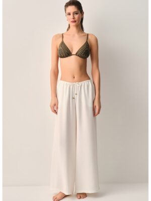Pantaloni cu croiala ampla pentru plaja - Alb