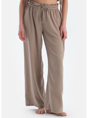 Pantaloni de plaja cu talie inalta - Maro taupe deschis