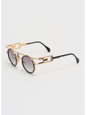 Ochelari de soare rotunzi unisex cu rame metalice - Auriu/Negru