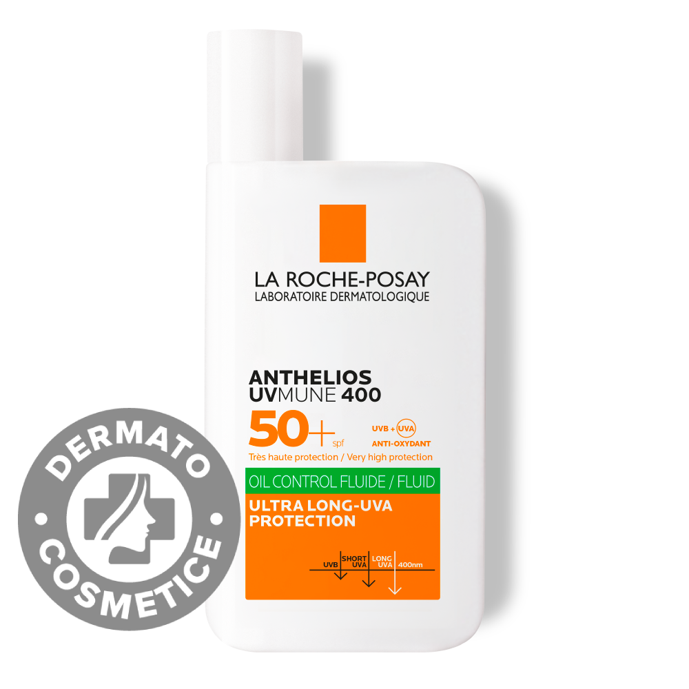 Fluid oil control cu protectie solara SPF 50+ textura ultra-fluida pentru ten mixt-gras Anthelios UV-Mune 400